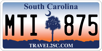 SC license plate MTI875