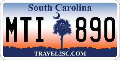 SC license plate MTI890