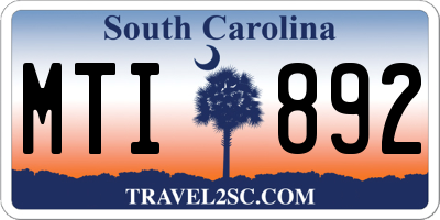 SC license plate MTI892