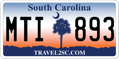SC license plate MTI893