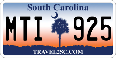SC license plate MTI925