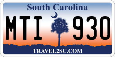 SC license plate MTI930