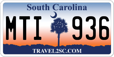 SC license plate MTI936