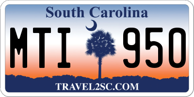 SC license plate MTI950