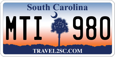 SC license plate MTI980