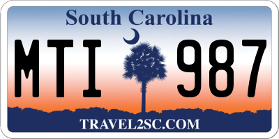 SC license plate MTI987