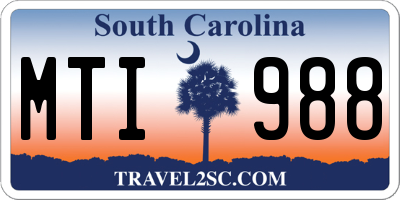 SC license plate MTI988