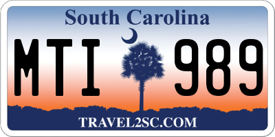 SC license plate MTI989