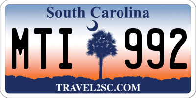SC license plate MTI992
