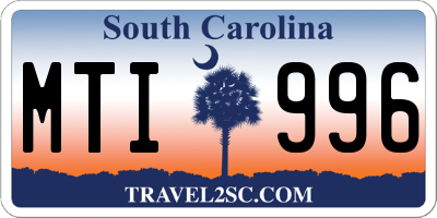 SC license plate MTI996