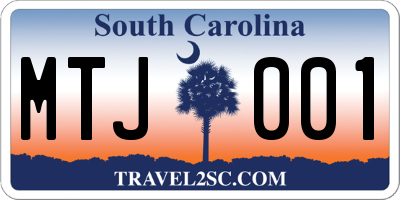 SC license plate MTJ001