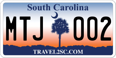 SC license plate MTJ002