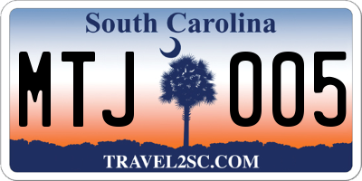 SC license plate MTJ005