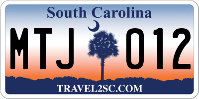 SC license plate MTJ012