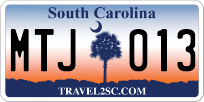 SC license plate MTJ013