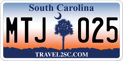 SC license plate MTJ025