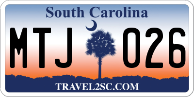 SC license plate MTJ026