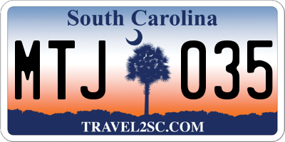 SC license plate MTJ035