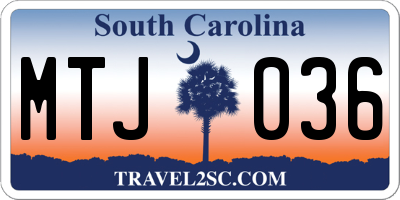 SC license plate MTJ036