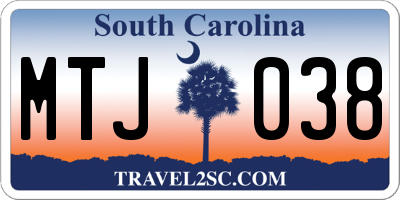 SC license plate MTJ038