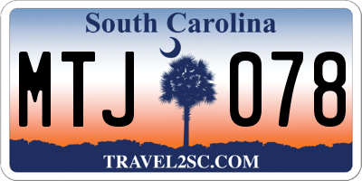 SC license plate MTJ078