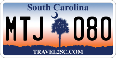 SC license plate MTJ080