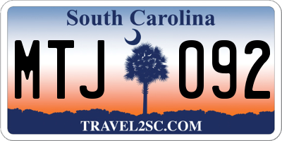 SC license plate MTJ092