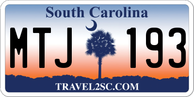 SC license plate MTJ193