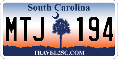 SC license plate MTJ194