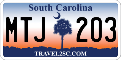 SC license plate MTJ203