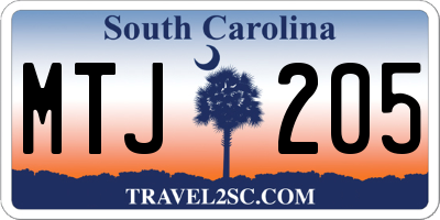 SC license plate MTJ205