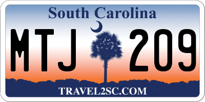 SC license plate MTJ209