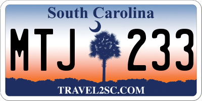 SC license plate MTJ233