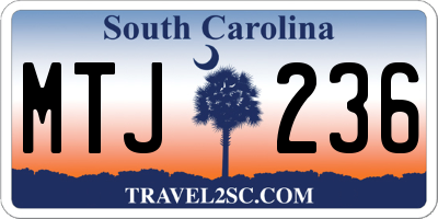 SC license plate MTJ236