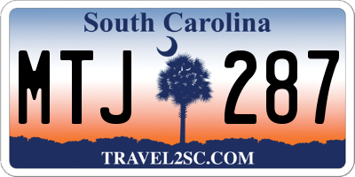 SC license plate MTJ287