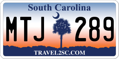 SC license plate MTJ289