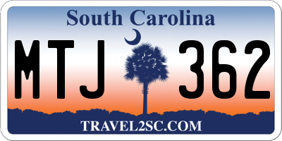 SC license plate MTJ362