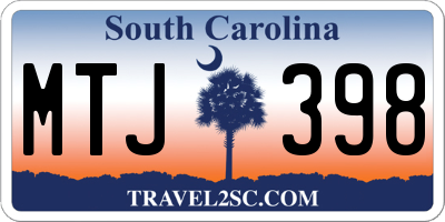 SC license plate MTJ398