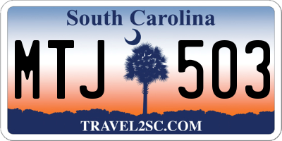 SC license plate MTJ503