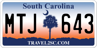 SC license plate MTJ643