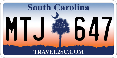 SC license plate MTJ647