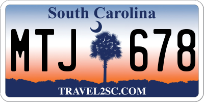 SC license plate MTJ678