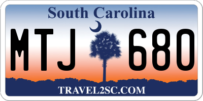 SC license plate MTJ680