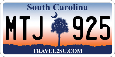 SC license plate MTJ925