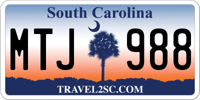SC license plate MTJ988