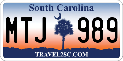SC license plate MTJ989