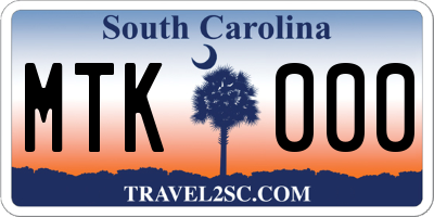 SC license plate MTK000