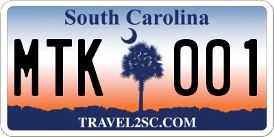 SC license plate MTK001