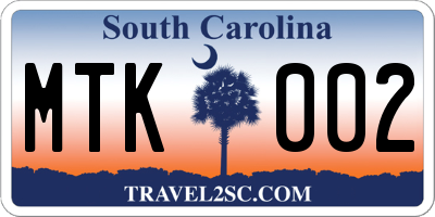 SC license plate MTK002
