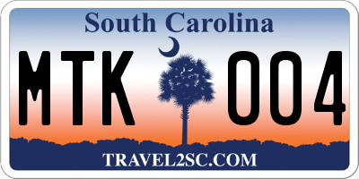 SC license plate MTK004